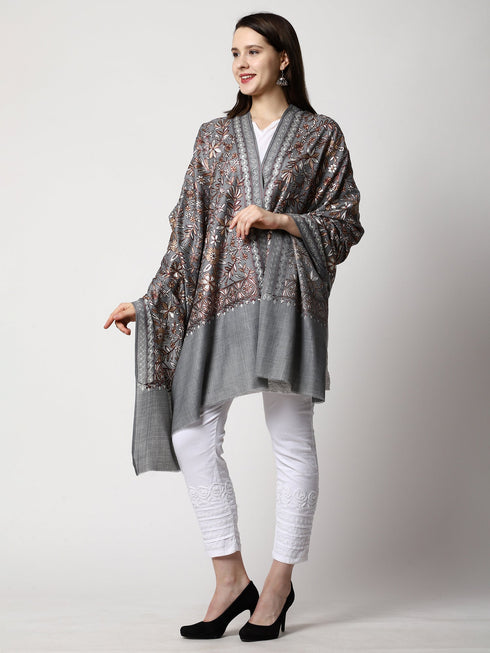 Women's Aari Embroidery Wool Shawl